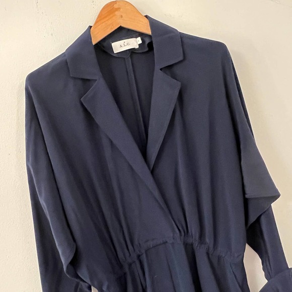 A.L.C. Navy Blue Silk Long Dolman Sleeve Jumpsuit Size 2 EUC - Picture 4 of 8